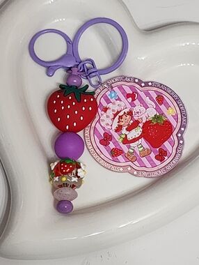 Strawberry Keychain Bag Clip Colorful Gift Bag Charm Beaded
